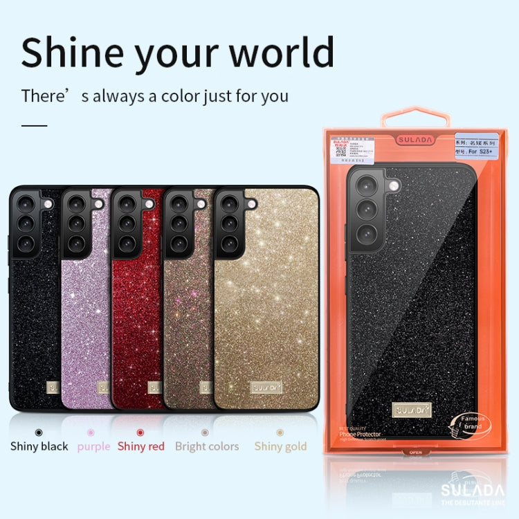 For Samsung Galaxy S24+ 5G SULADA Glittery TPU Hybrid Handmade Leather Phone Case(Gold)