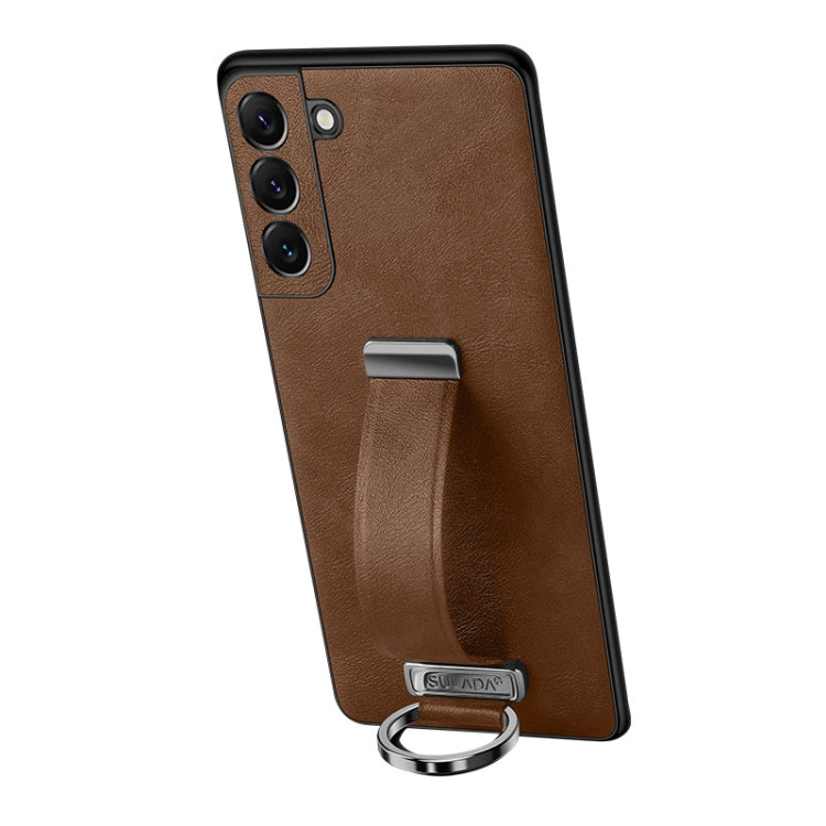 For Samsung Galaxy S24 5G SULADA PC Hybrid Leather Texture Skin Feel Shockproof Phone Case(Brown)