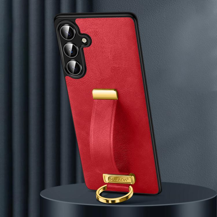 For Samsung Galaxy S25+ 5G SULADA PC Hybrid Leather Texture Skin Feel Shockproof Phone Case(Red)