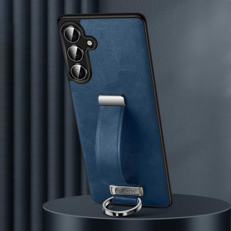 For Samsung Galaxy S25 5G SULADA PC Hybrid Leather Texture Skin Feel Shockproof Phone Case(Blue)