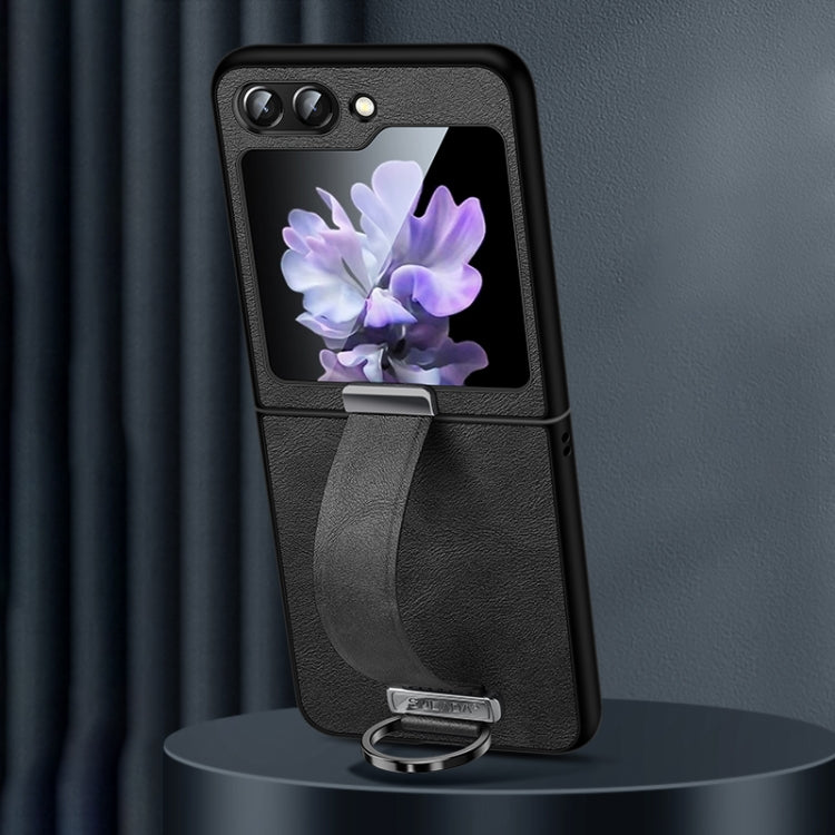 For Samsung Galaxy Z Flip7 FE / Flip6 SULADA PC Hybrid Leather Texture Skin Feel Shockproof Phone Case(Black)