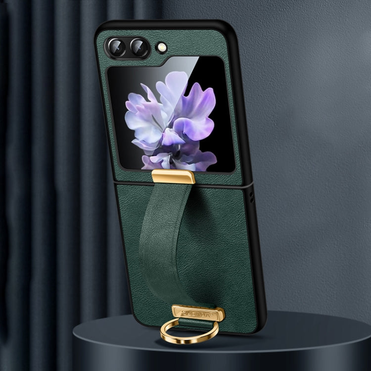 For Samsung Galaxy Z Flip7 FE / Flip6 SULADA PC Hybrid Leather Texture Skin Feel Shockproof Phone Case(Green)