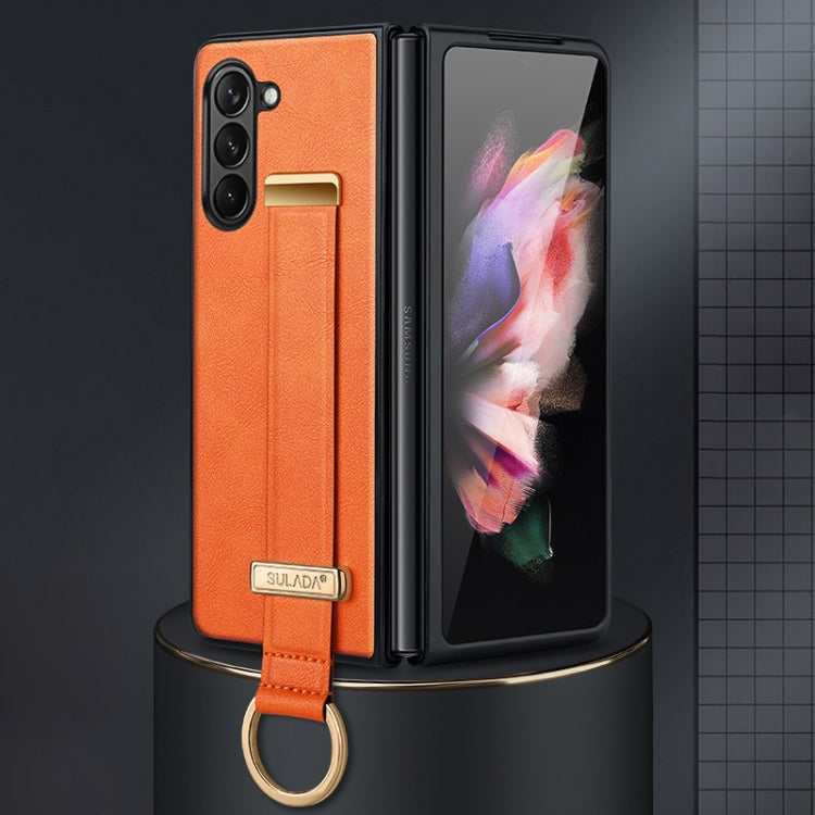 For Samsung Galaxy Z Fold6 SULADA PC Hybrid Leather Texture Skin Feel Shockproof Phone Case(Orange)