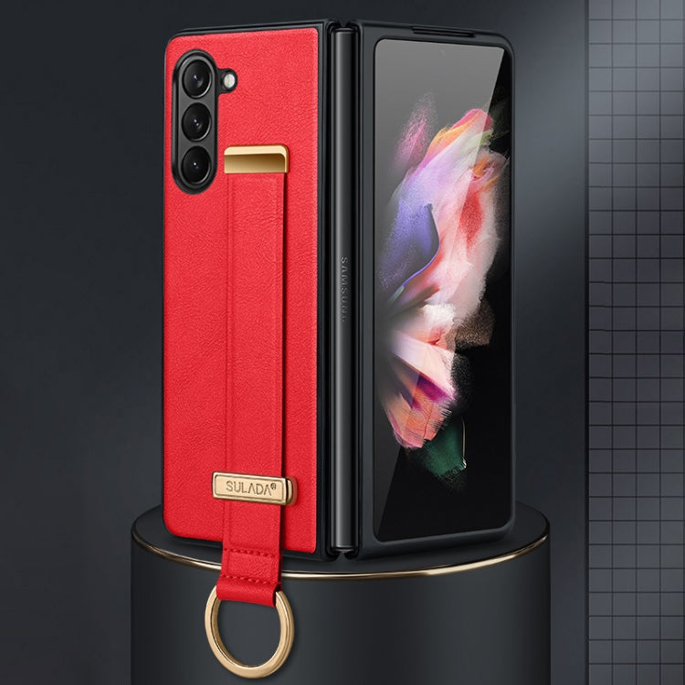 For Samsung Galaxy Z Fold6 SULADA PC Hybrid Leather Texture Skin Feel Shockproof Phone Case(Red)