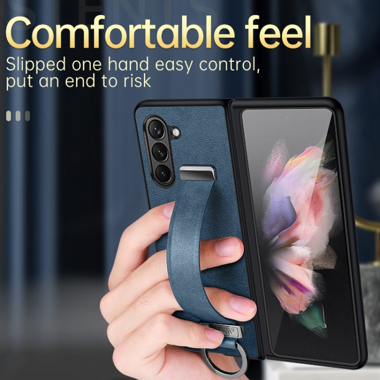 For Samsung Galaxy Flip5 SULADA PC Hybrid Leather Texture Skin Feel Shockproof Phone Case(Brown)