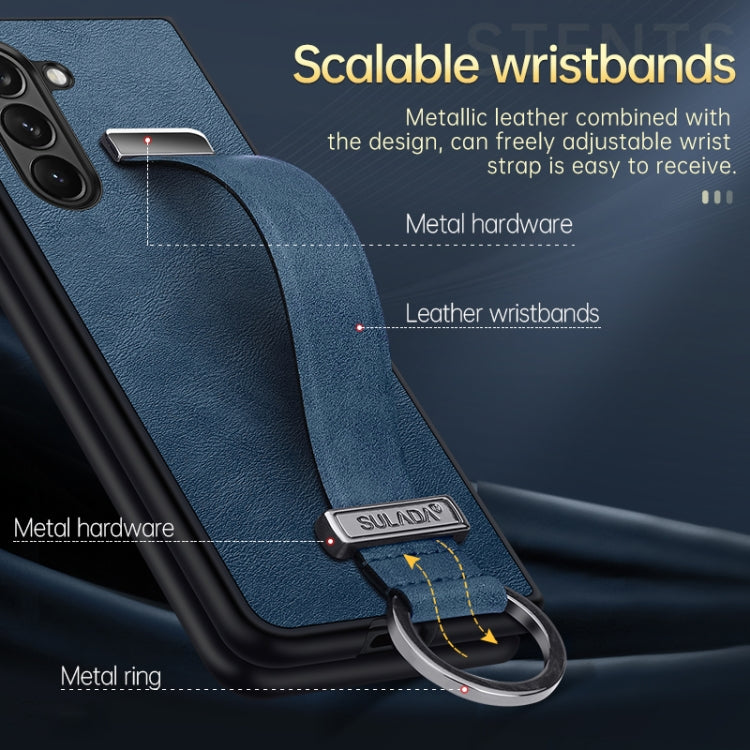 For Samsung Galaxy Z Fold6 SULADA PC Hybrid Leather Texture Skin Feel Shockproof Phone Case(Green)