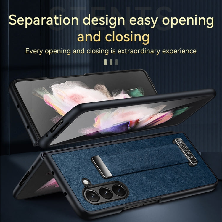 For Samsung Galaxy Flip5 SULADA PC Hybrid Leather Texture Skin Feel Shockproof Phone Case(Brown)
