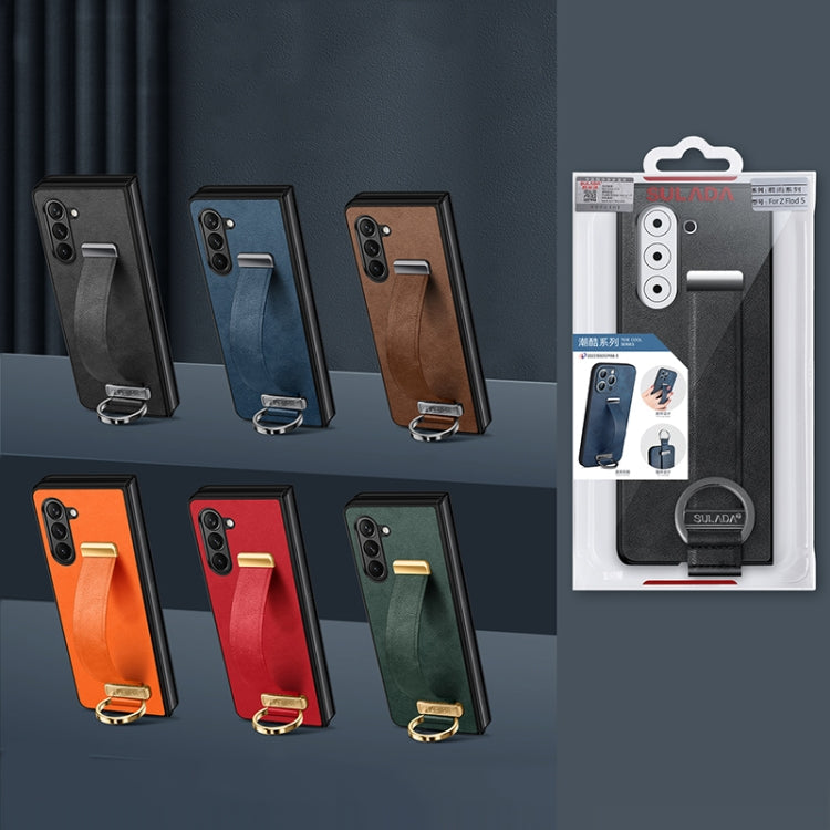 For Samsung Galaxy Z Fold6 SULADA PC Hybrid Leather Texture Skin Feel Shockproof Phone Case(Black)