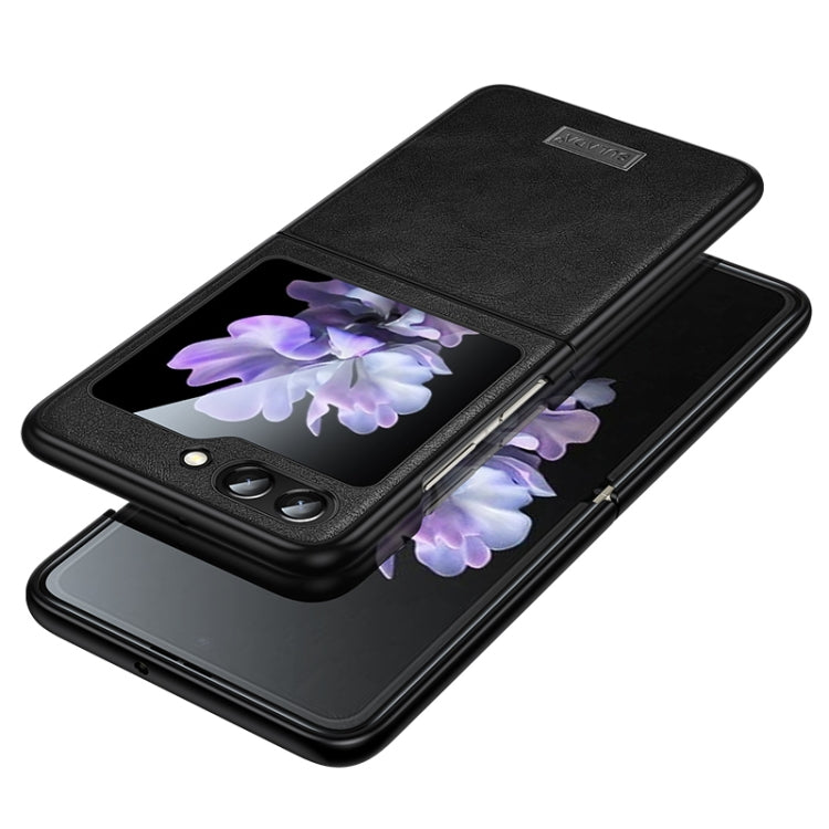 For Samsung Galaxy Z Flip6 / Flip7 FE SULADA Shockproof TPU + Handmade Leather Phone Case(Black)
