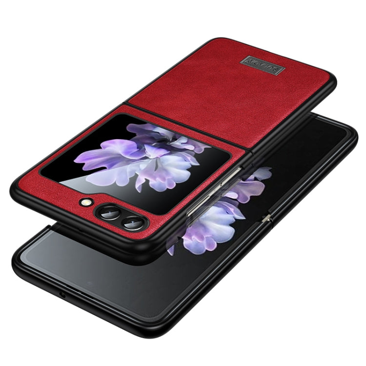 For Samsung Galaxy Z Flip6 / Flip7 FE SULADA Shockproof TPU + Handmade Leather Phone Case(Red)