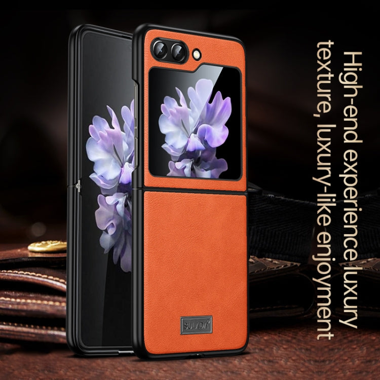 For Samsung Galaxy Z Flip6 / Flip7 FE SULADA Shockproof TPU + Handmade Leather Phone Case(Red)