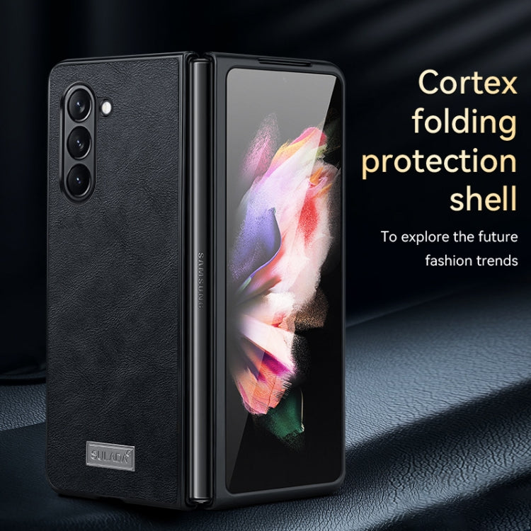 For Samsung Galaxy Z Fold6 SULADA Shockproof TPU + Handmade Leather Phone Case(Red)