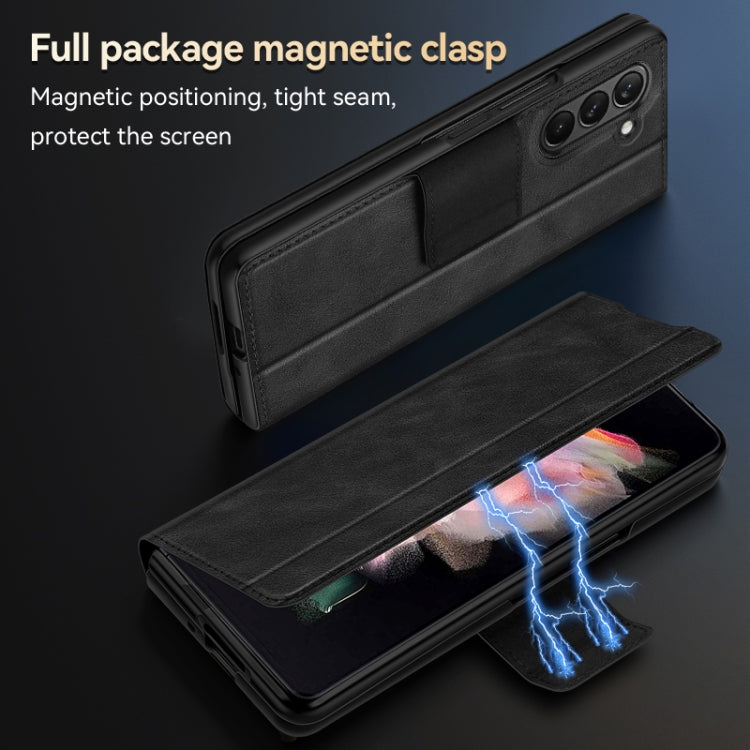 For Samsung Ga6axy Z Fold6 SULADA All-inclusive Magnetic Snap Flip Leather Phone Case(Orange)