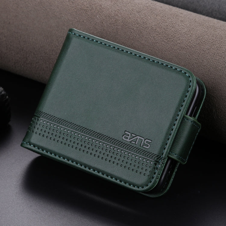 For Samsung Galaxy Z Flip7 FE / Flip6 AZNS Magnetic Calf Texture Flip Leather Phone Case(Dark Green)