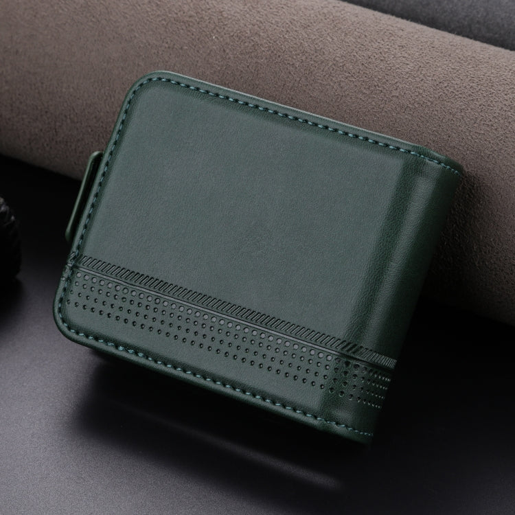 For Samsung Galaxy Z Flip7 FE / Flip6 AZNS Magnetic Calf Texture Flip Leather Phone Case(Dark Green)