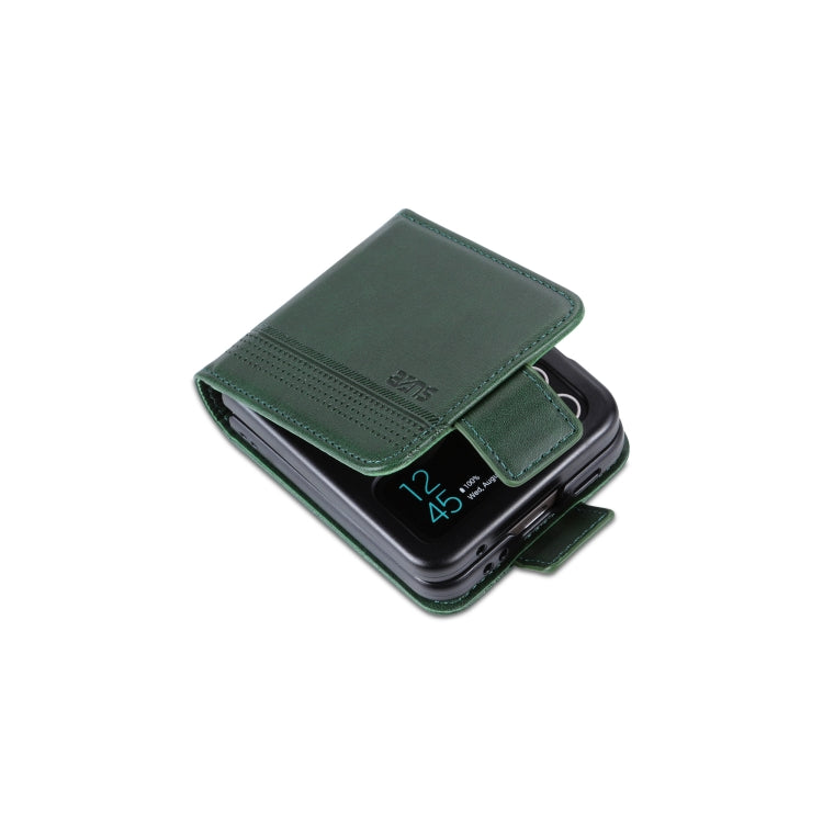 For Samsung Galaxy Z Flip7 FE / Flip6 AZNS Magnetic Calf Texture Flip Leather Phone Case(Dark Green)
