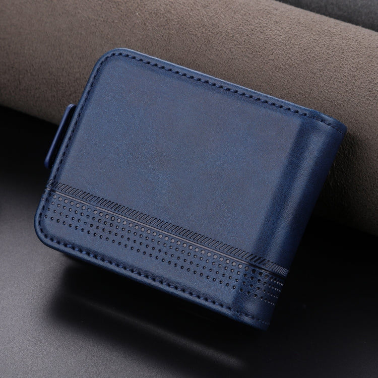 For Samsung Galaxy Z Flip7 FE / Flip6 AZNS Magnetic Calf Texture Flip Leather Phone Case(Dark Blue)