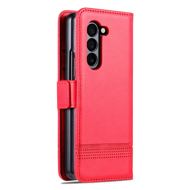 For Samsung Galaxy Z Fold6 5G AZNS Magnetic Calf Texture Flip Leather Phone Case(Red)