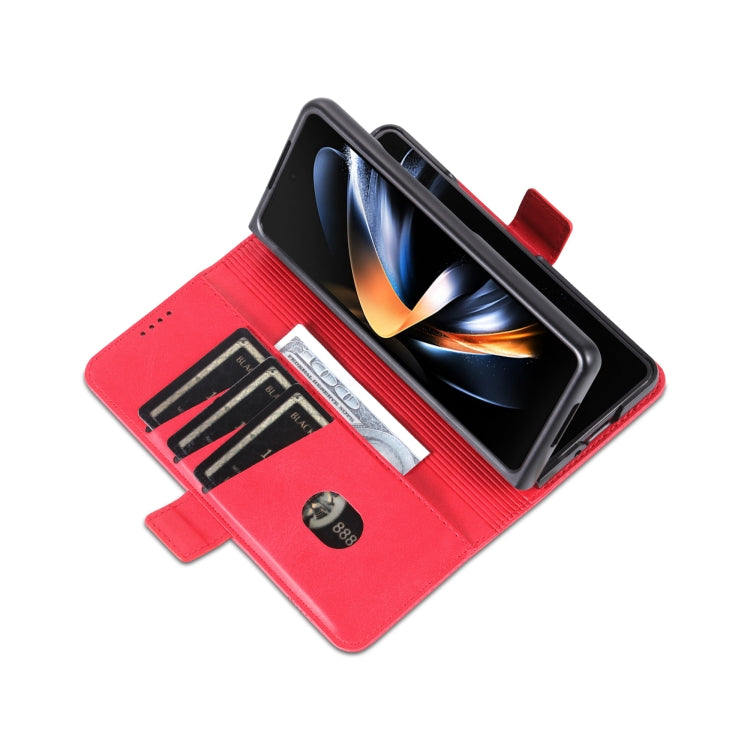 For Samsung Galaxy Z Fold6 5G AZNS Magnetic Calf Texture Flip Leather Phone Case(Red)
