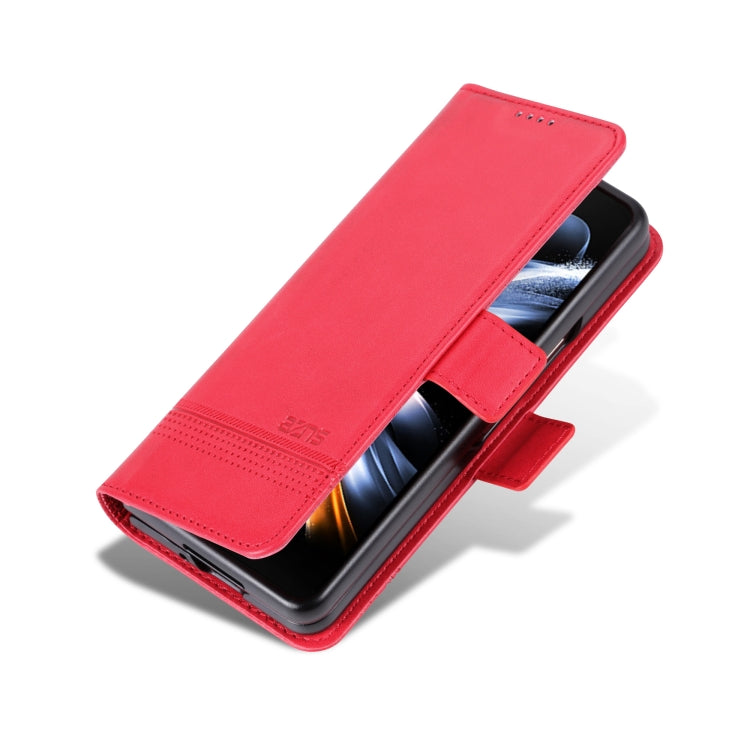 For Samsung Galaxy Z Fold6 5G AZNS Magnetic Calf Texture Flip Leather Phone Case(Red)