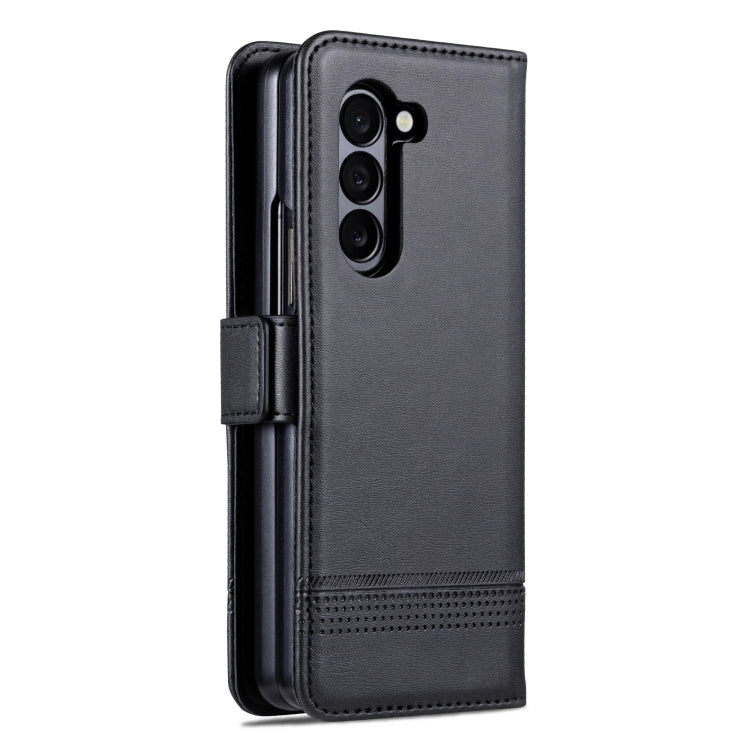 For Samsung Galaxy Z Fold6 5G AZNS Magnetic Calf Texture Flip Leather Phone Case(Black)