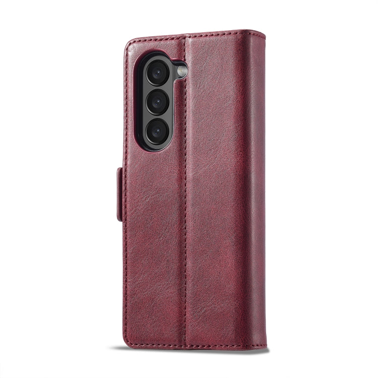 For Samsung Galaxy Z Fold6 5G LC.IMEEKE RFID Anti-theft Leather Phone Case(Red)