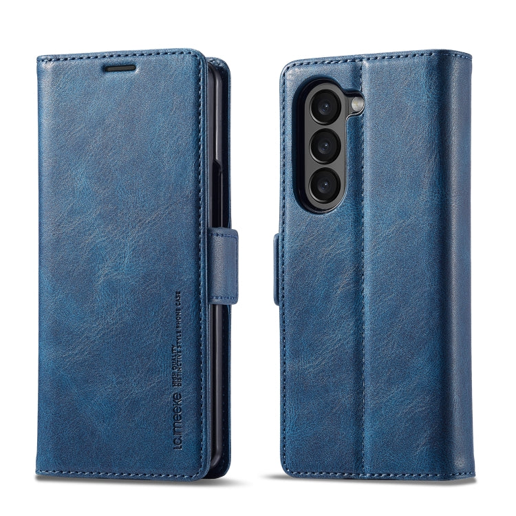 For Samsung Galaxy Z Fold6 5G LC.IMEEKE RFID Anti-theft Leather Phone Case(Blue)