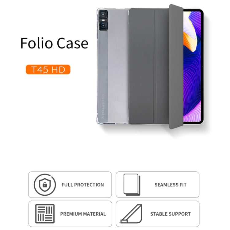 For Teclast T45 HD 3-Fold Holder Folio Leather Tablet Smart Case(Grey)