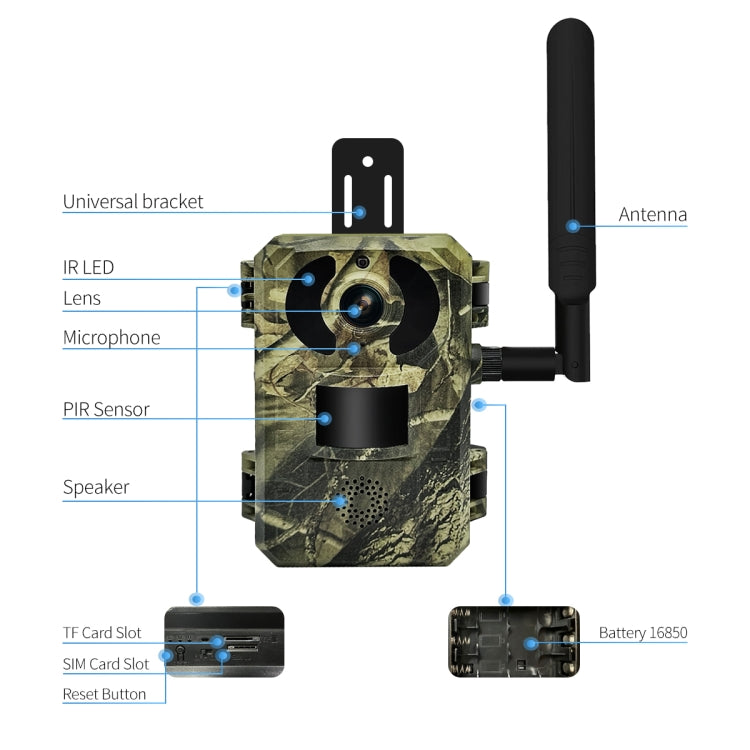 ESCAM QF380 4MP Network Solar PIR Alert Smart Wildlife Hunting Camera, 4G:AU Version(Camouflage)