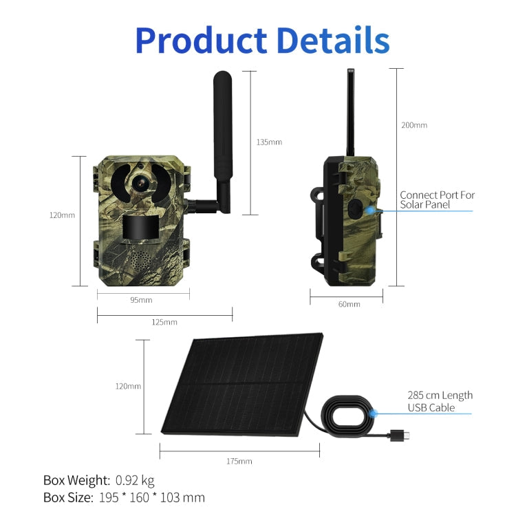 ESCAM QF380 4MP Network Solar PIR Alert Smart Wildlife Hunting Camera, 4G:US Version(Camouflage)