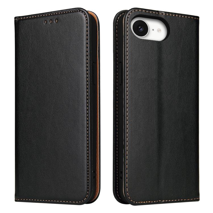 For iPhone 17e / 16e Fierre Shann PU Genuine Leather Texture Phone Case(Black)