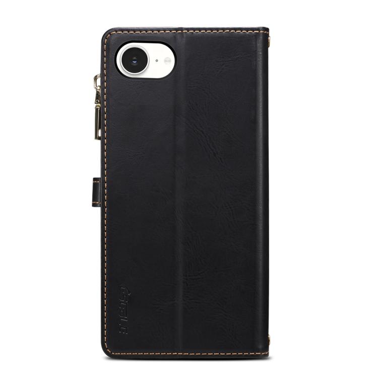 For iPhone 17e / 16e ESEBLE Star Series Lanyard Zipper Wallet RFID Leather Case(Black)