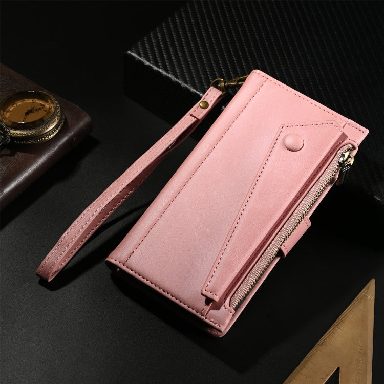For iPhone 16 Pro Max ESEBLE Retro Frosted RFID Flip Leather Phone Case(Rose Gold)