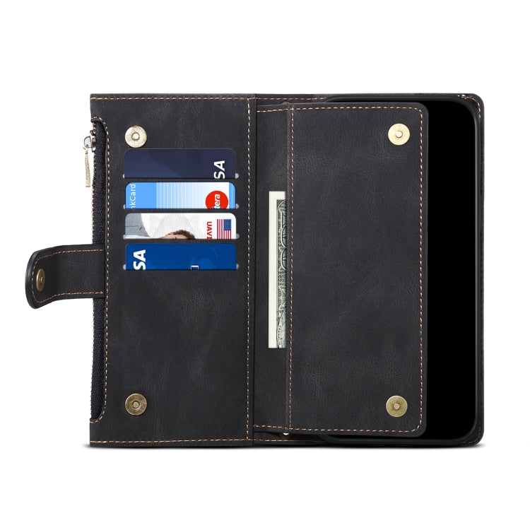 For iPhone 16 Pro ESEBLE Retro Frosted RFID Flip Leather Phone Case(Black)