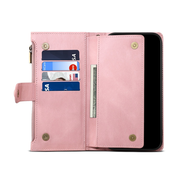 For iPhone 16 Plus ESEBLE Retro Frosted RFID Flip Leather Phone Case(Rose Gold)