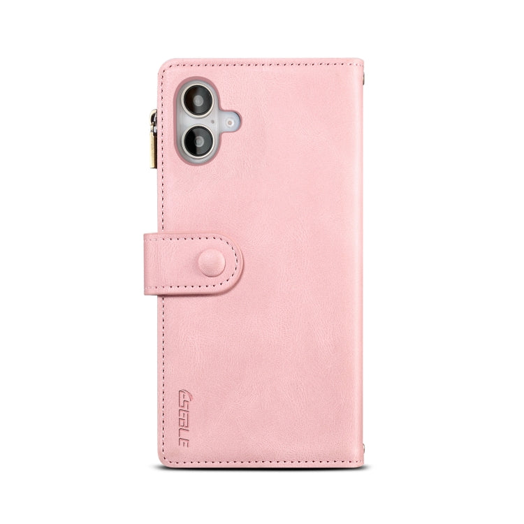 For iPhone 16 ESEBLE Retro Frosted RFID Flip Leather Phone Case(Rose Gold)