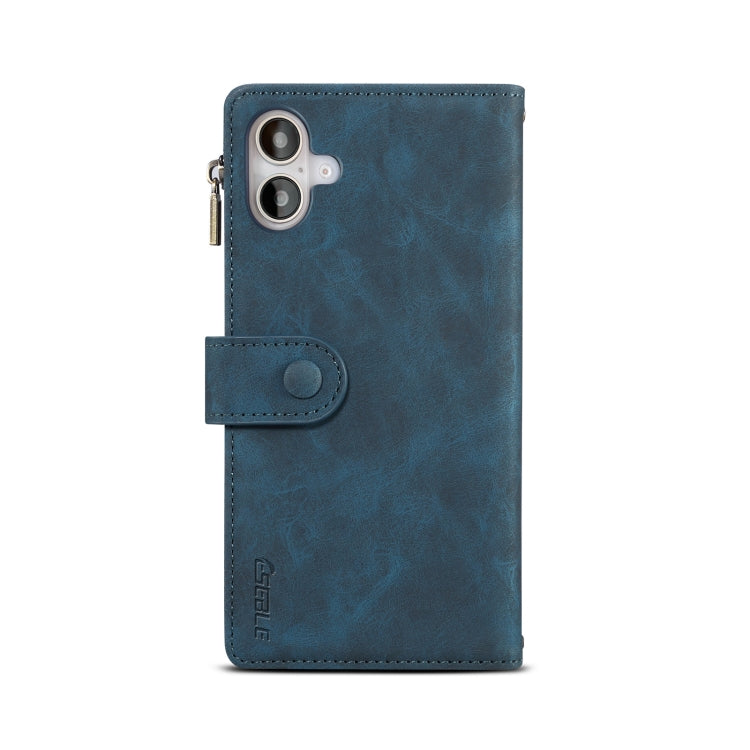 For iPhone 16 ESEBLE Retro Frosted RFID Flip Leather Phone Case(Dark Green)