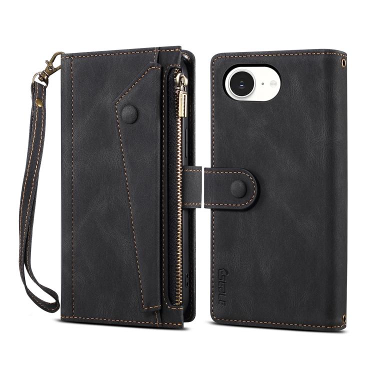 For iPhone 17e / 16e ESEBLE Retro Frosted RFID Flip Leather Phone Case(Black)