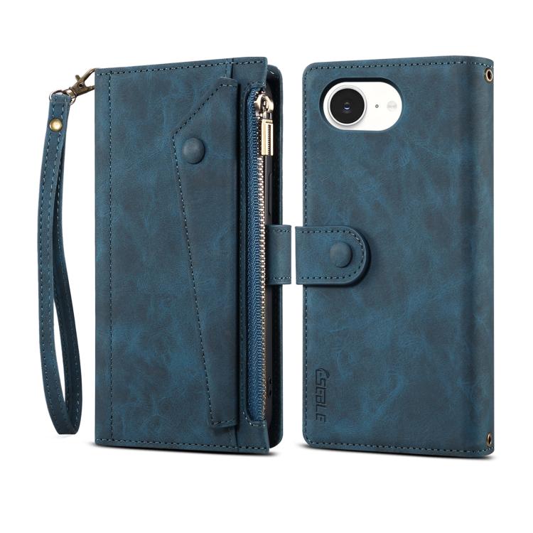 For iPhone 17e / 16e ESEBLE Retro Frosted RFID Flip Leather Phone Case(Dark Green)