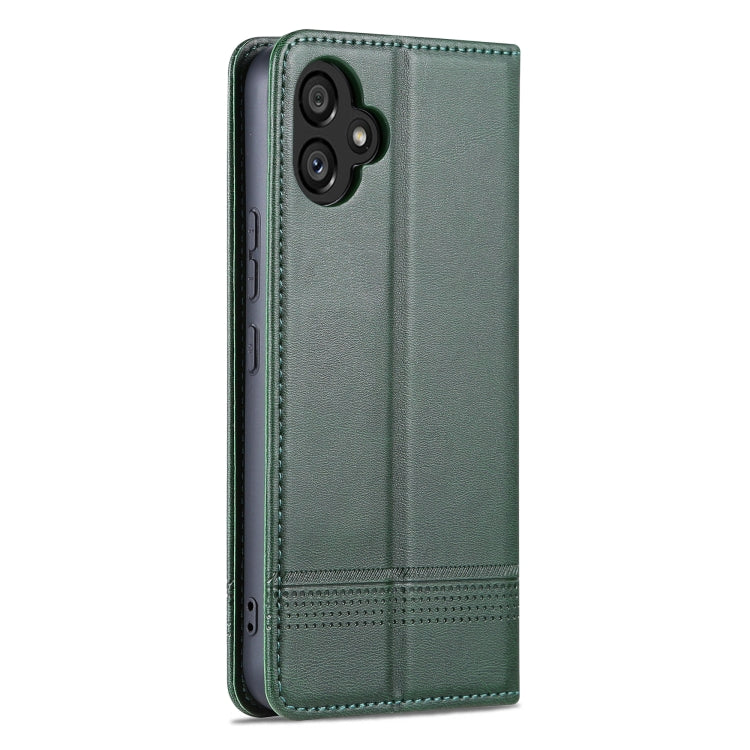 For Samsung Galaxy A05 AZNS Magnetic Calf Texture Flip Leather Phone Case(Dark Green)