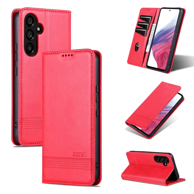 For Samsung Galaxy A55 5G AZNS Magnetic Calf Texture Flip Leather Phone Case(Red)