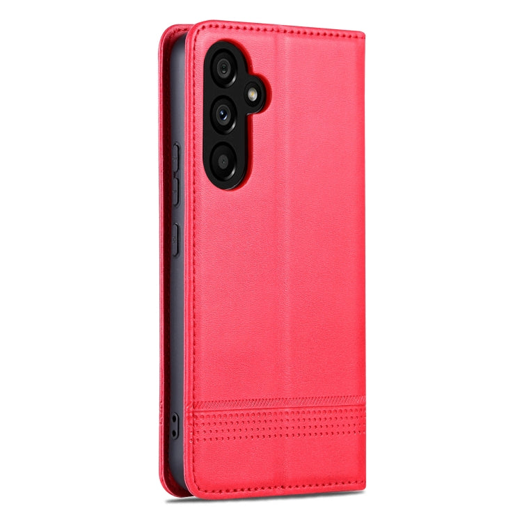 For Samsung Galaxy A55 5G AZNS Magnetic Calf Texture Flip Leather Phone Case(Red)