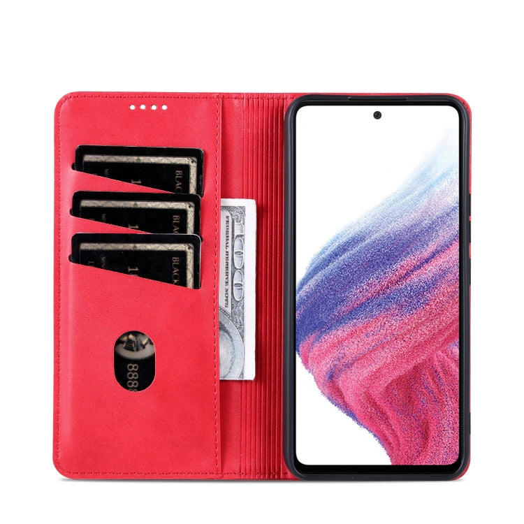 For Samsung Galaxy A55 5G AZNS Magnetic Calf Texture Flip Leather Phone Case(Red)