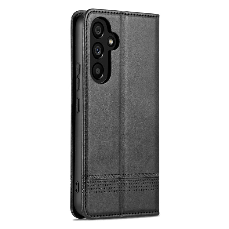 For Samsung Galaxy A55 5G AZNS Magnetic Calf Texture Flip Leather Phone Case(Black)