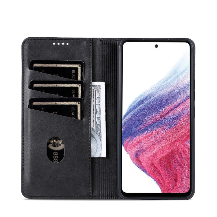 For Samsung Galaxy A55 5G AZNS Magnetic Calf Texture Flip Leather Phone Case(Black)