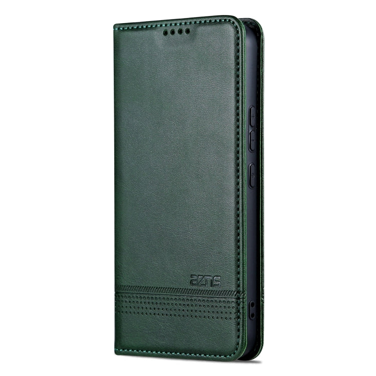 For Samsung Galaxy A55 5G AZNS Magnetic Calf Texture Flip Leather Phone Case(Dark Green)