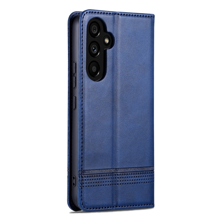 For Samsung Galaxy A55 5G AZNS Magnetic Calf Texture Flip Leather Phone Case(Dark Blue)