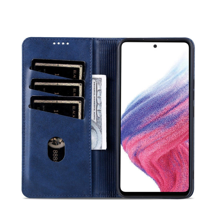 For Samsung Galaxy A55 5G AZNS Magnetic Calf Texture Flip Leather Phone Case(Dark Blue)