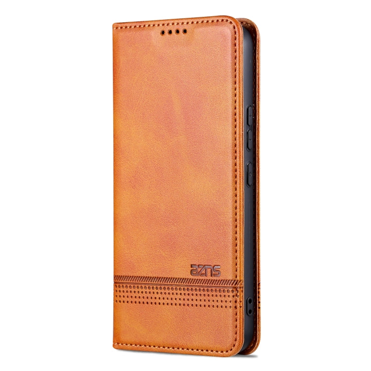 For Samsung Galaxy A55 5G AZNS Magnetic Calf Texture Flip Leather Phone Case(Light Brown)