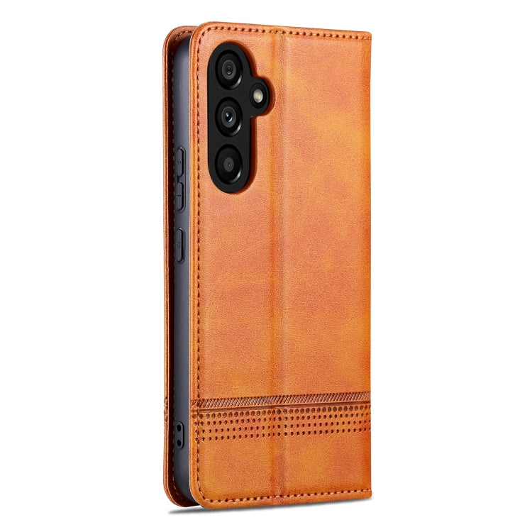 For Samsung Galaxy A55 5G AZNS Magnetic Calf Texture Flip Leather Phone Case(Light Brown)